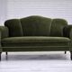 1950s, Danish 2-seater sofa, green furniture velour, ash wood legs.
