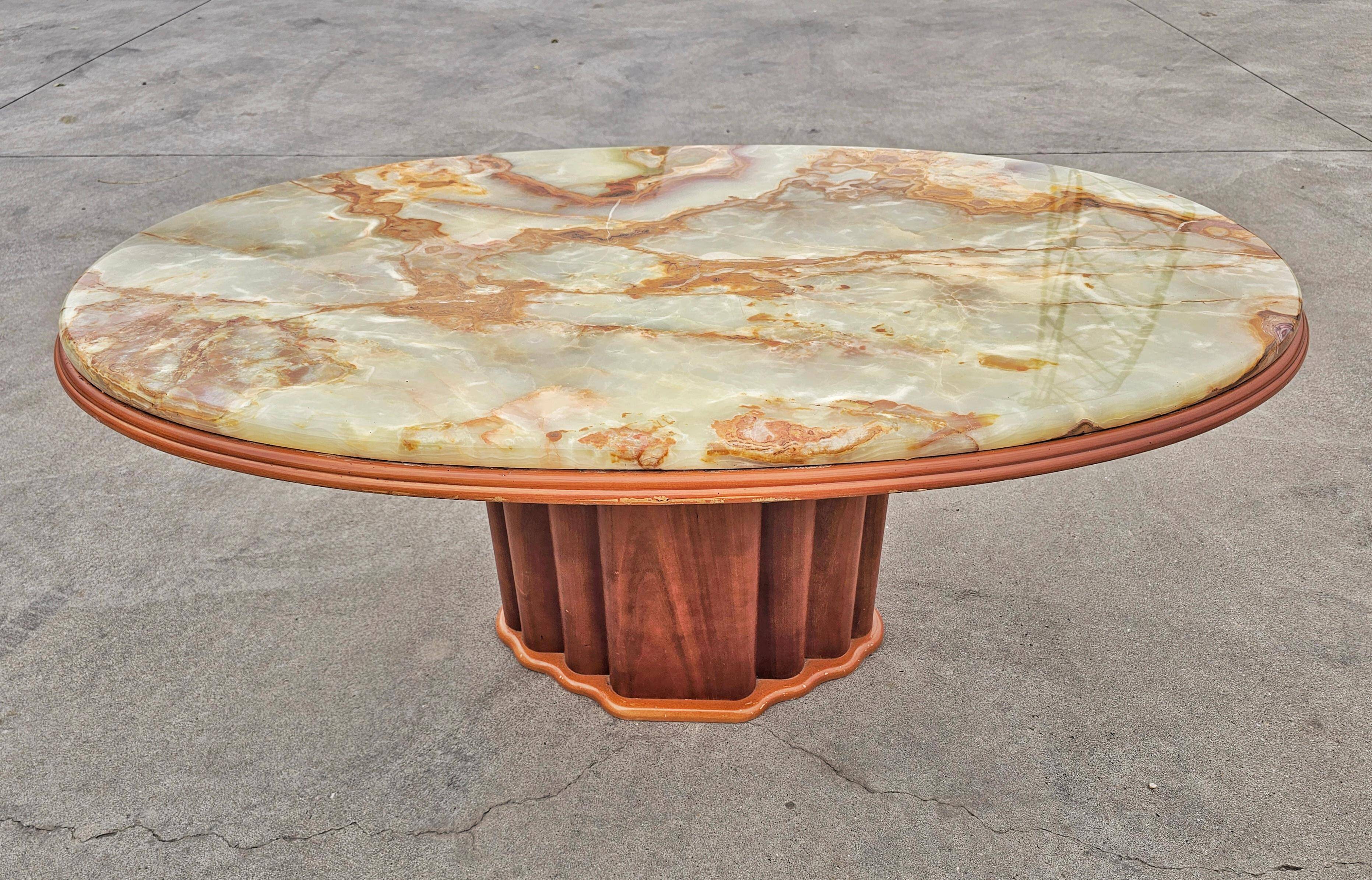 Art Deco coffee table with onyx top by Hohnert Design 1970s