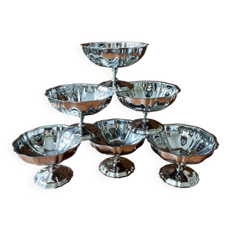 Lot de 6 coupelles sur pied métal