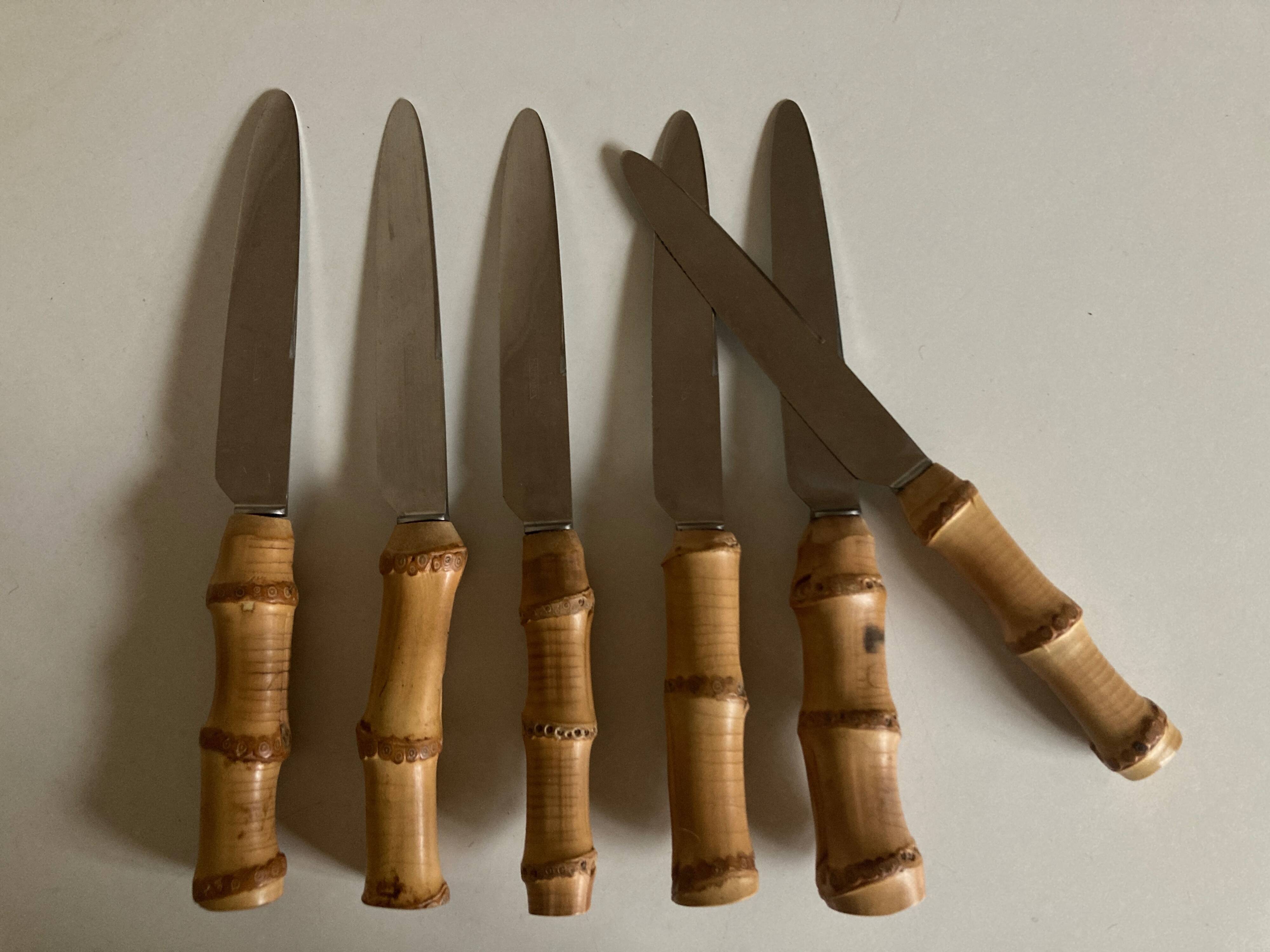 Set of 6 Riviera 1960 bamboo table knives