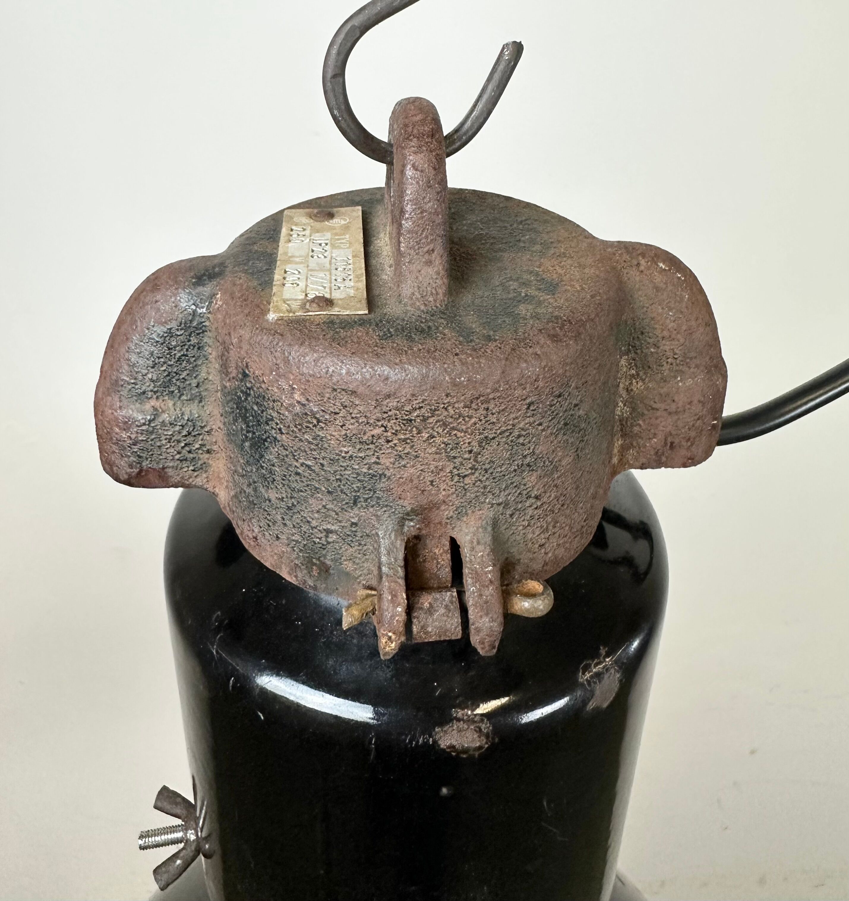 Rusty Industrial Bauhaus Black Enamel Pendant Lamp, 1930s