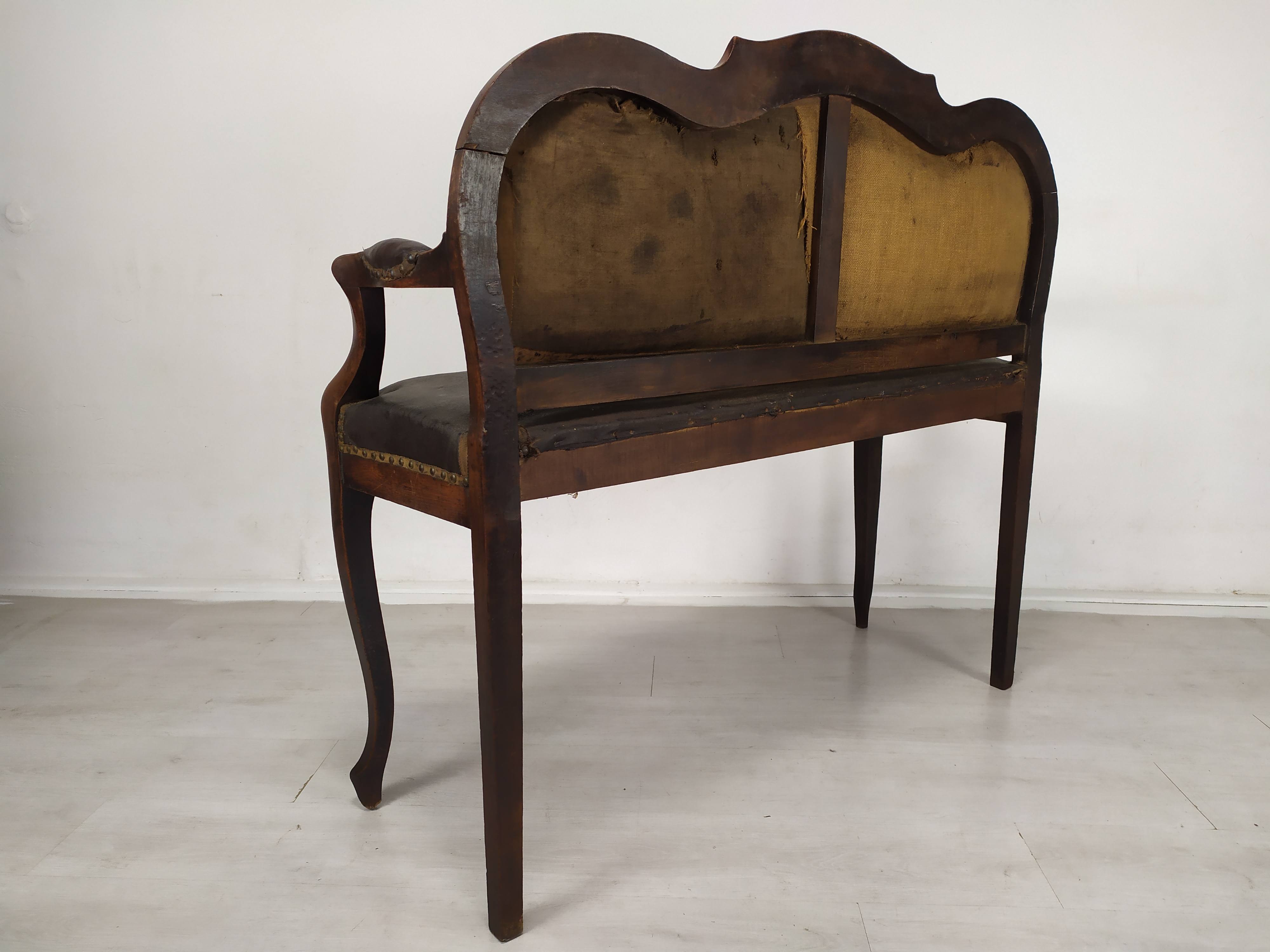 Leather bistro bench