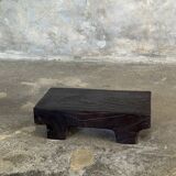 Small stool, black solid teak accent stool wabi-sabi L30 W8.5 H6.