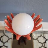 Salmon hands lamp with white opaline