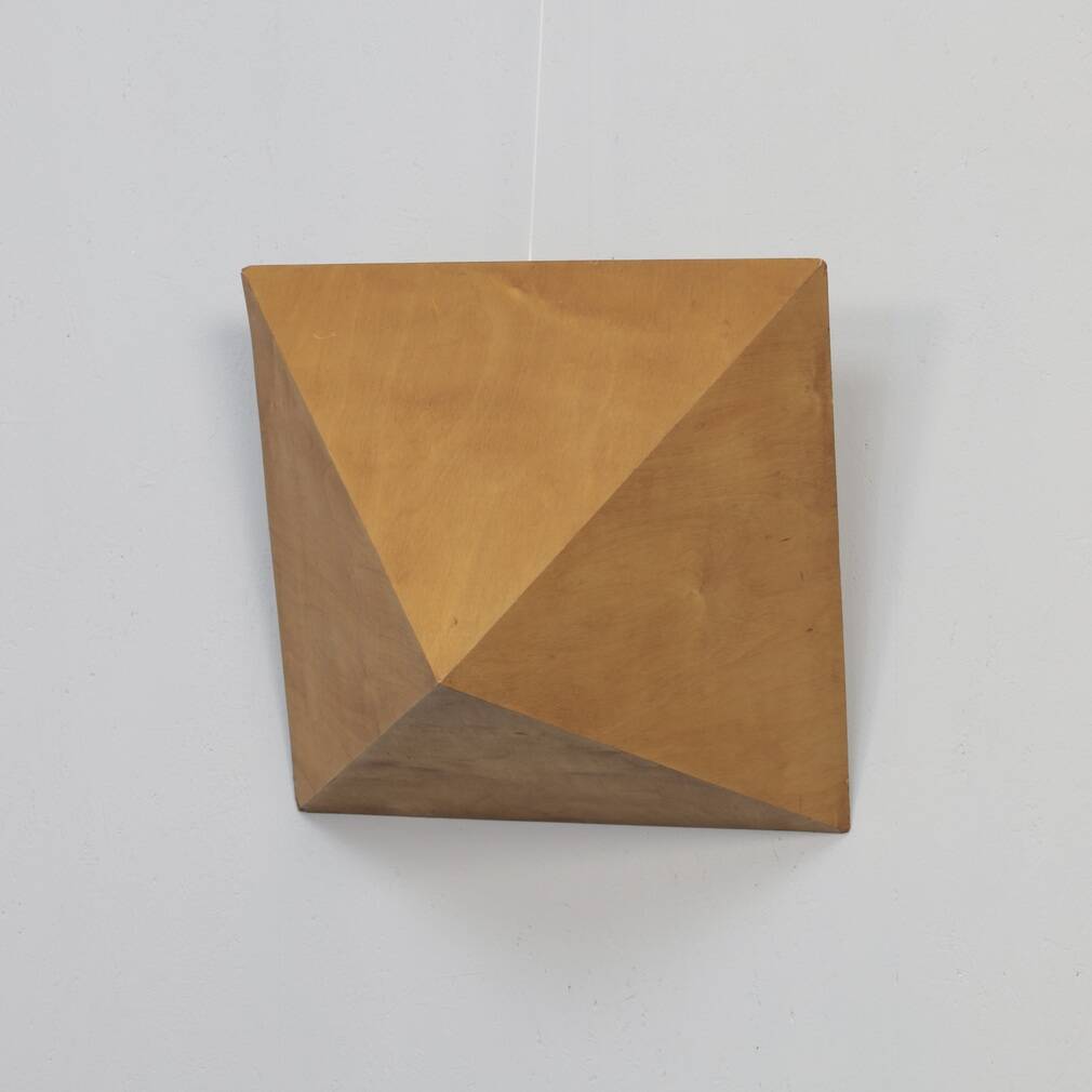 Plywood Pyramid Wall Sculpture – Geometric Hanging Art, Europe, 1970s