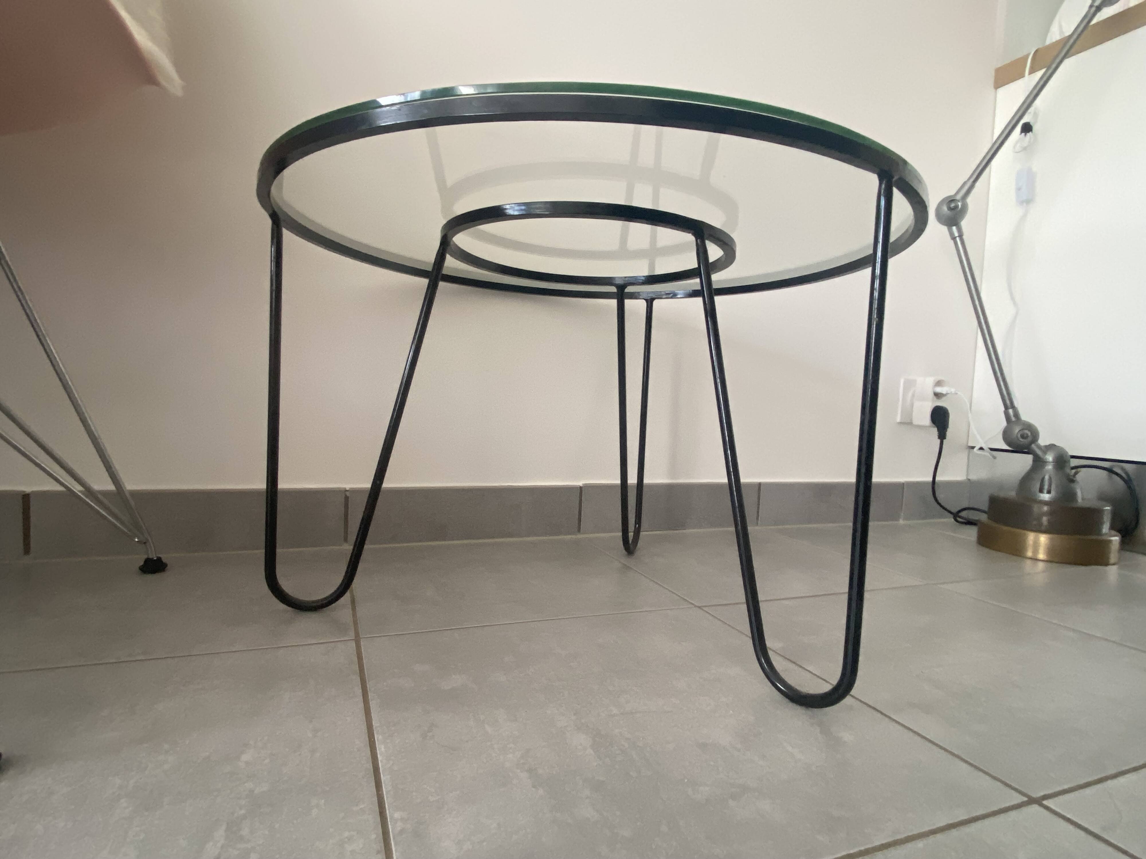 1960s metal and glass coffee table
