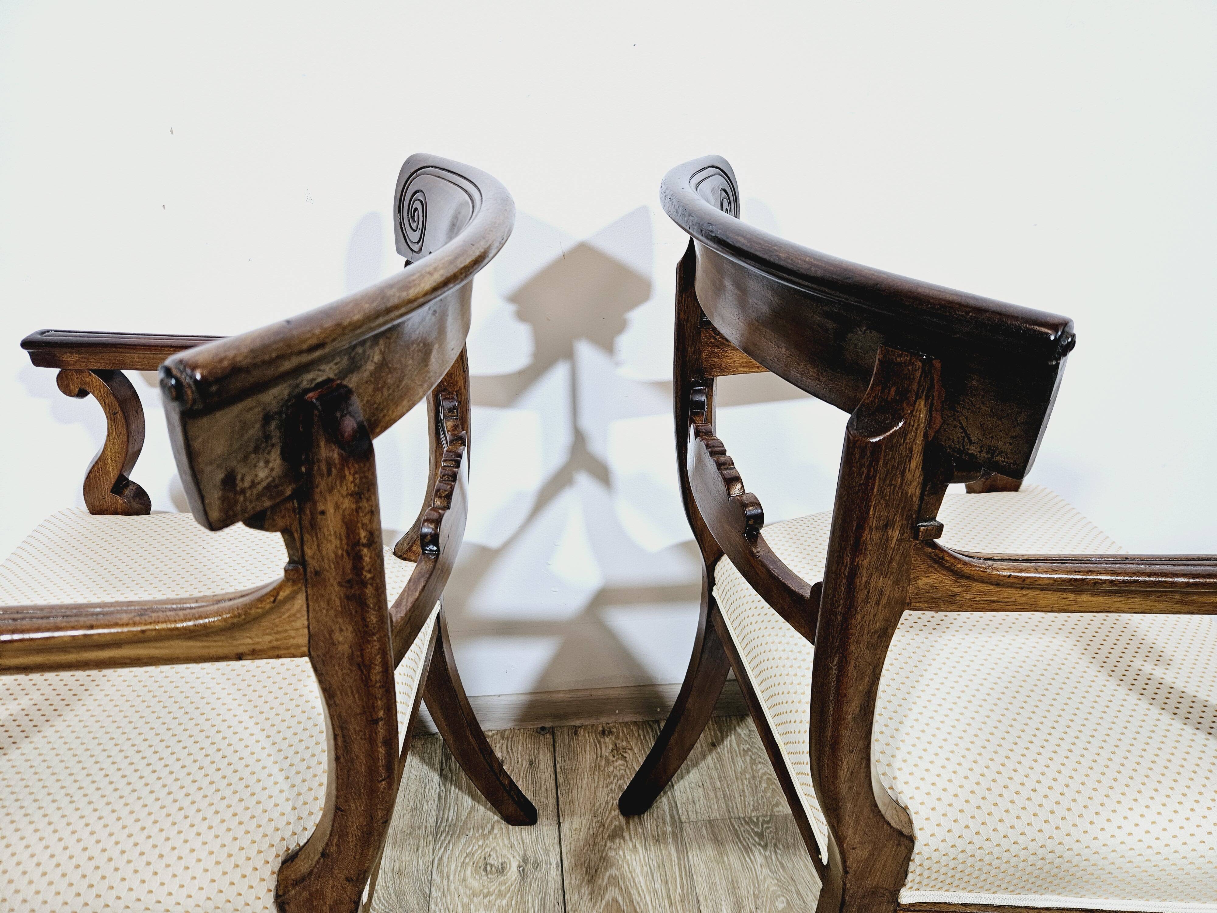 A pair of exclusive Biedermeier study armchairs, 19th century