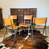 Set of 4 wood and metal chairs