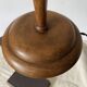 Large Art Deco lamp in Mazda style made of turned wood and opaline.