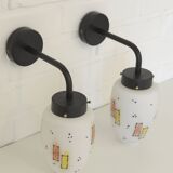 Pair of Unique Vintage Redesign Wall Lamps Glass Lights from Italy 1960's