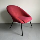 Hot Pink Post Modern Chair with Metal Legs, Vintage Space Age Armchair