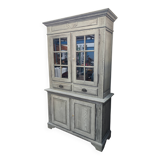 Two-part oak sideboard cabinet with old gray patina