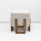 Pair of Italian Modernist Ash Wood Stools Upholstered in White Bouclé