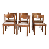 6 vintage 70s solid elm chairs