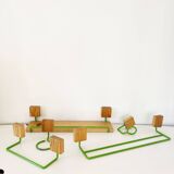 Set of towel hook and shelf in pine 1970