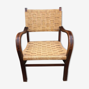 Fauteuil corde et hêtre de Erich Dieckmann 1930