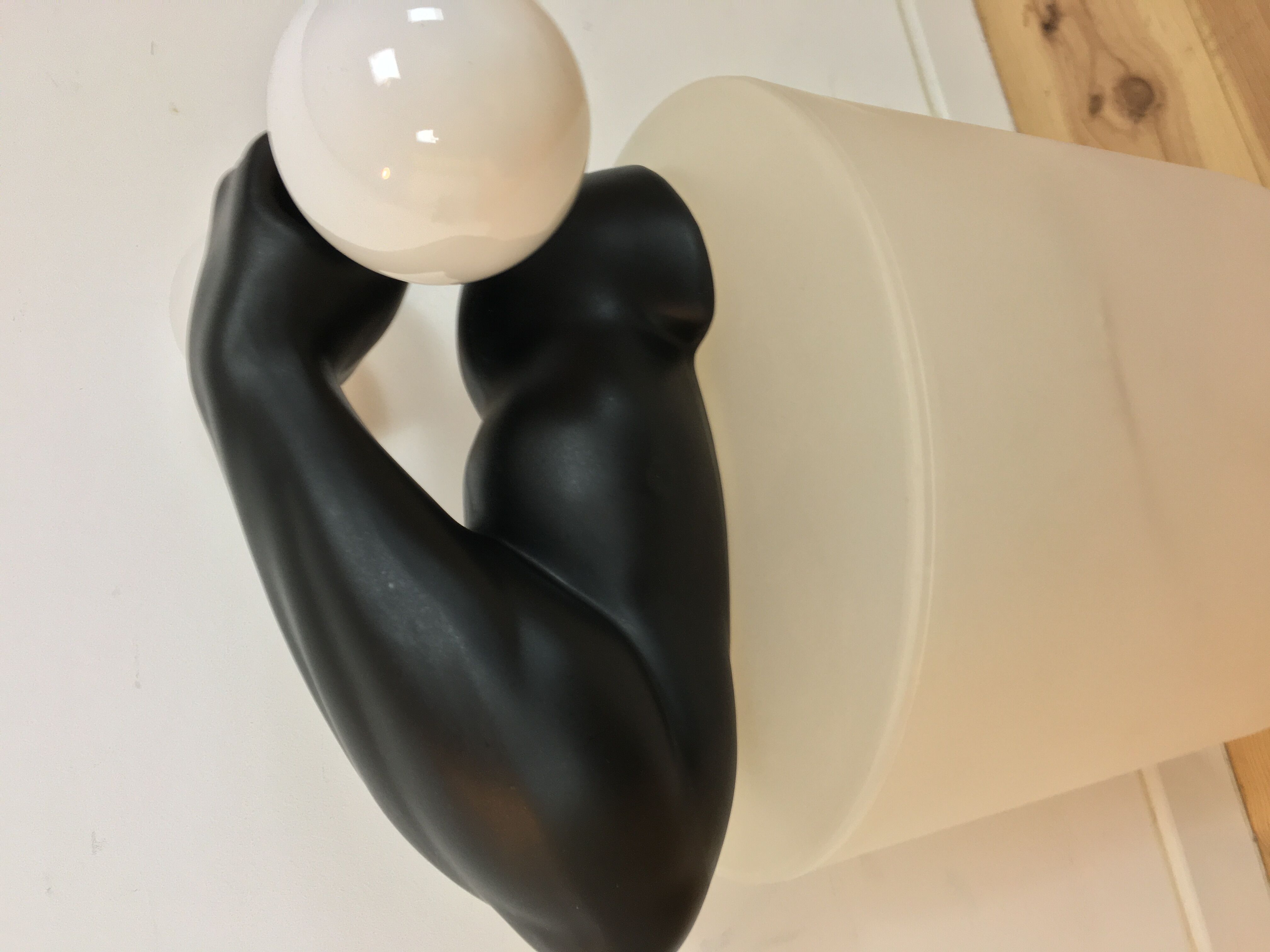 "Haltère" sconce by J.C. Peiré 1980, black ceramic