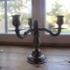 Vintage tin chandelier with 3 lights – Antique stamped candelabrum – H 20 cm