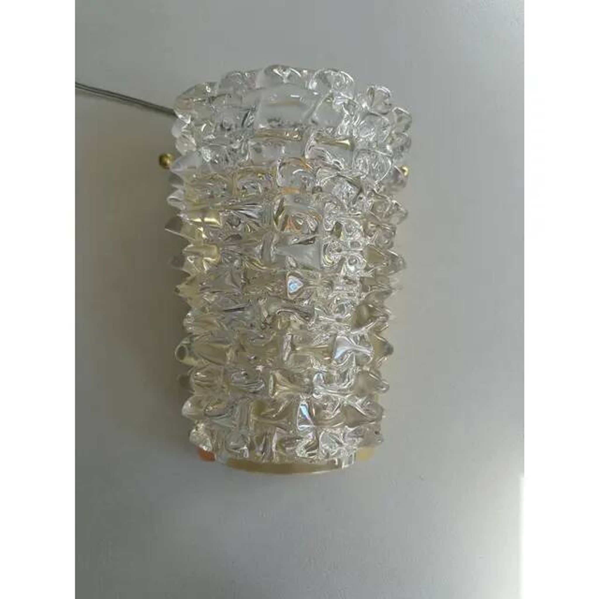 A Pair Barovier Art Deco Rostrato Clear Italian Murano Glass Wall Sconces