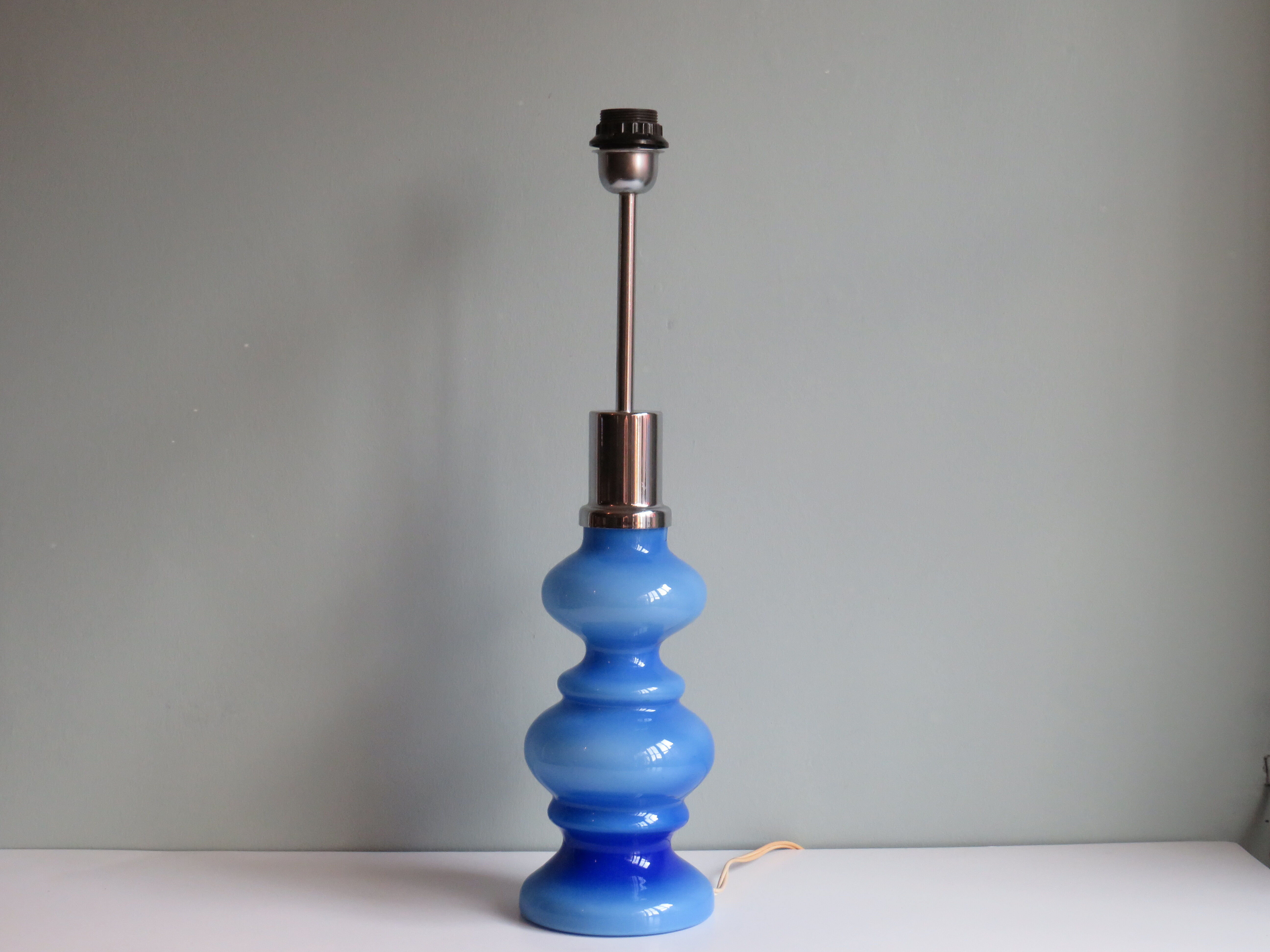 Lamp foot, blue opaline glass, Italy 1970