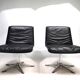 Wilhahn Delta set of 2 leather conference / dining chairs by Delta, 1960