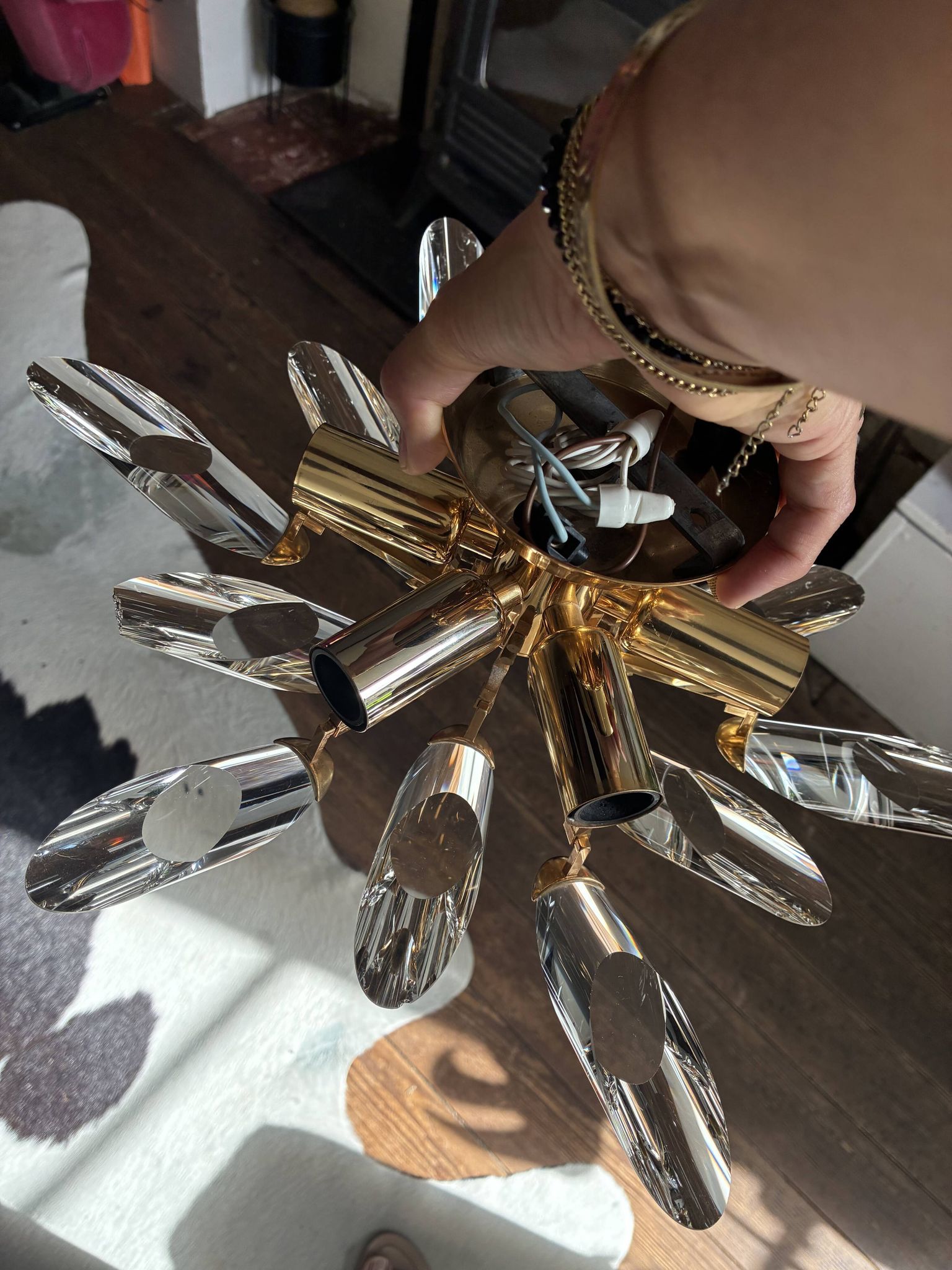 Vintage sputnik ceiling light — glass spikes