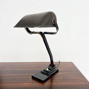 Articulated desk lamp ERPE — Black metal and Bakelite, Belgium, 1930s-40s