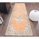Vintage Turkish Oushak Handmade Wool Cotton Orange Runner Rug 101x339