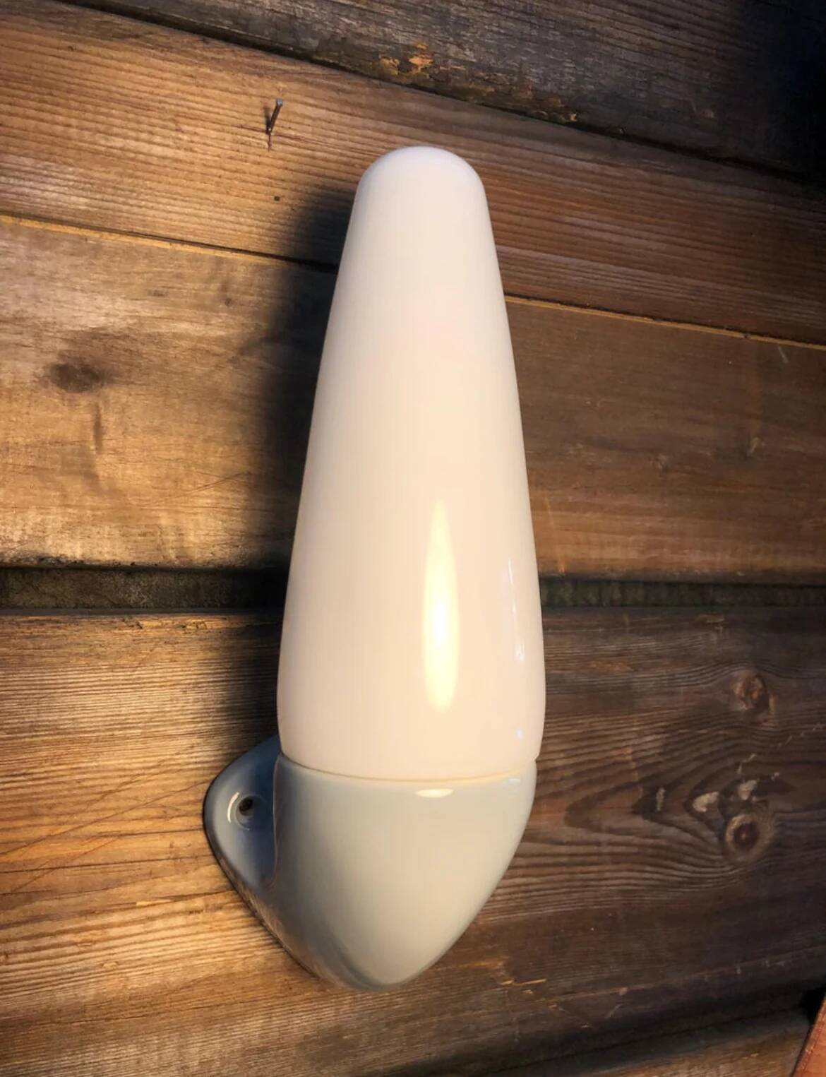 Vintage Ifö of Sweden ceramic bathroom lamps with opaline shades from the 1960s