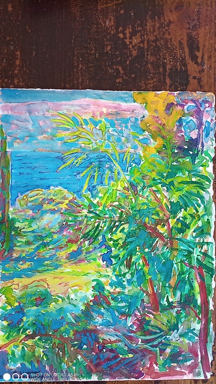Pierre Lacroux (1909-1993) Gouache - 38,5 x 28cm - Cap Ferrat 79