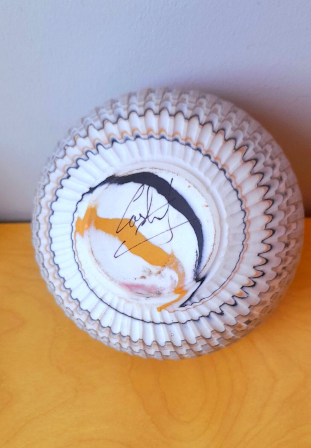 Mixed earth ceramic vase signed