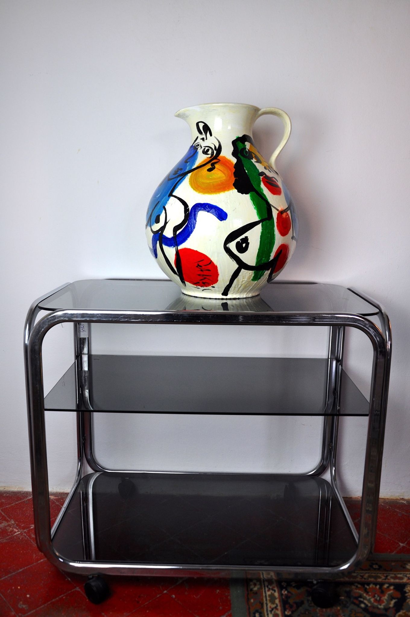 Vase peint par Peter Robert Keil, signé, Allemagne, 1984