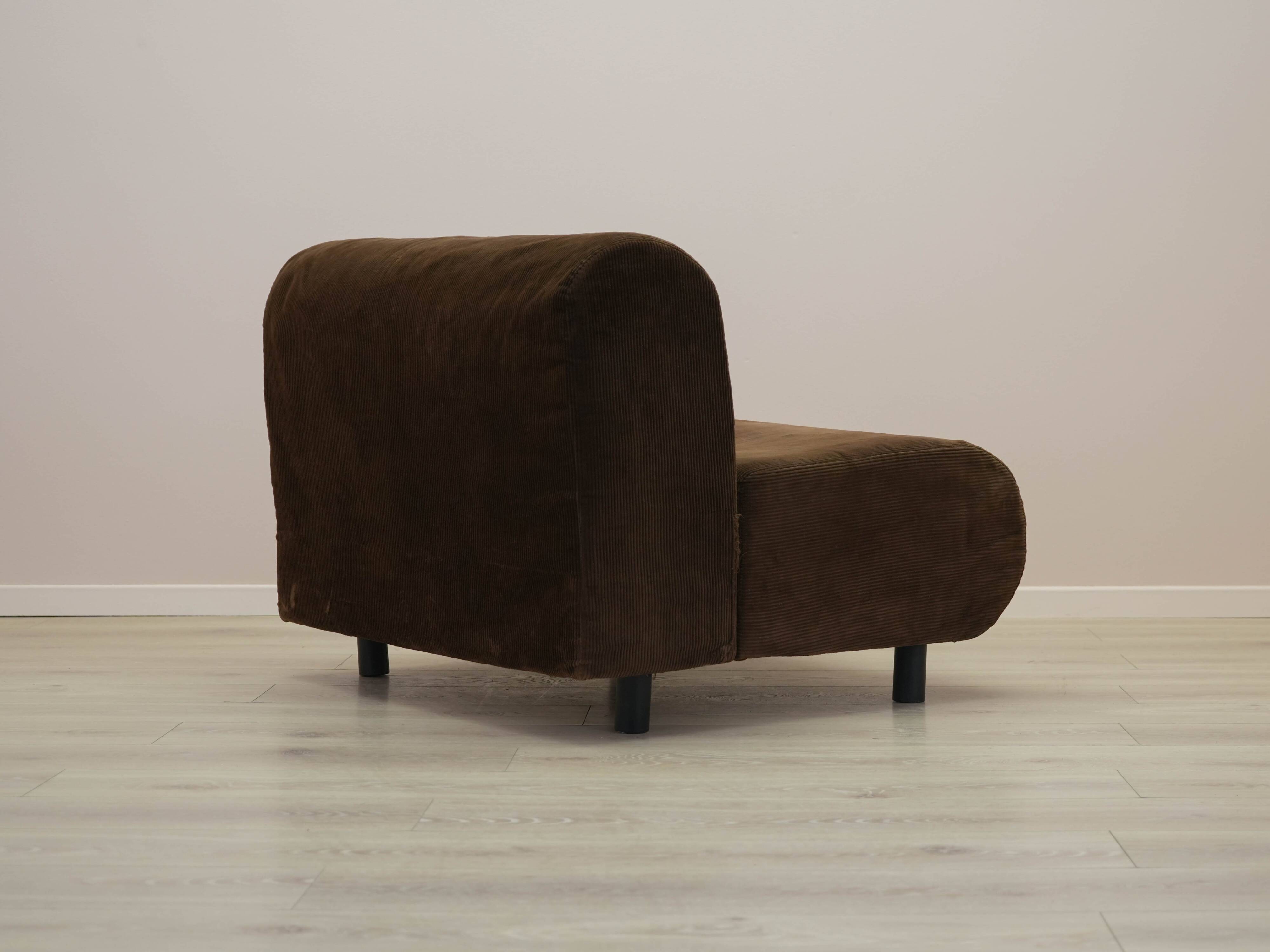 Brown armchair, Italian design, 1970s, made in Italy