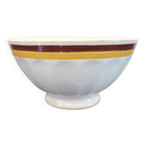 Authentic Vintage ceramic faceted bowl decorated with a double border