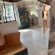 Antique large bevelled standing mirror