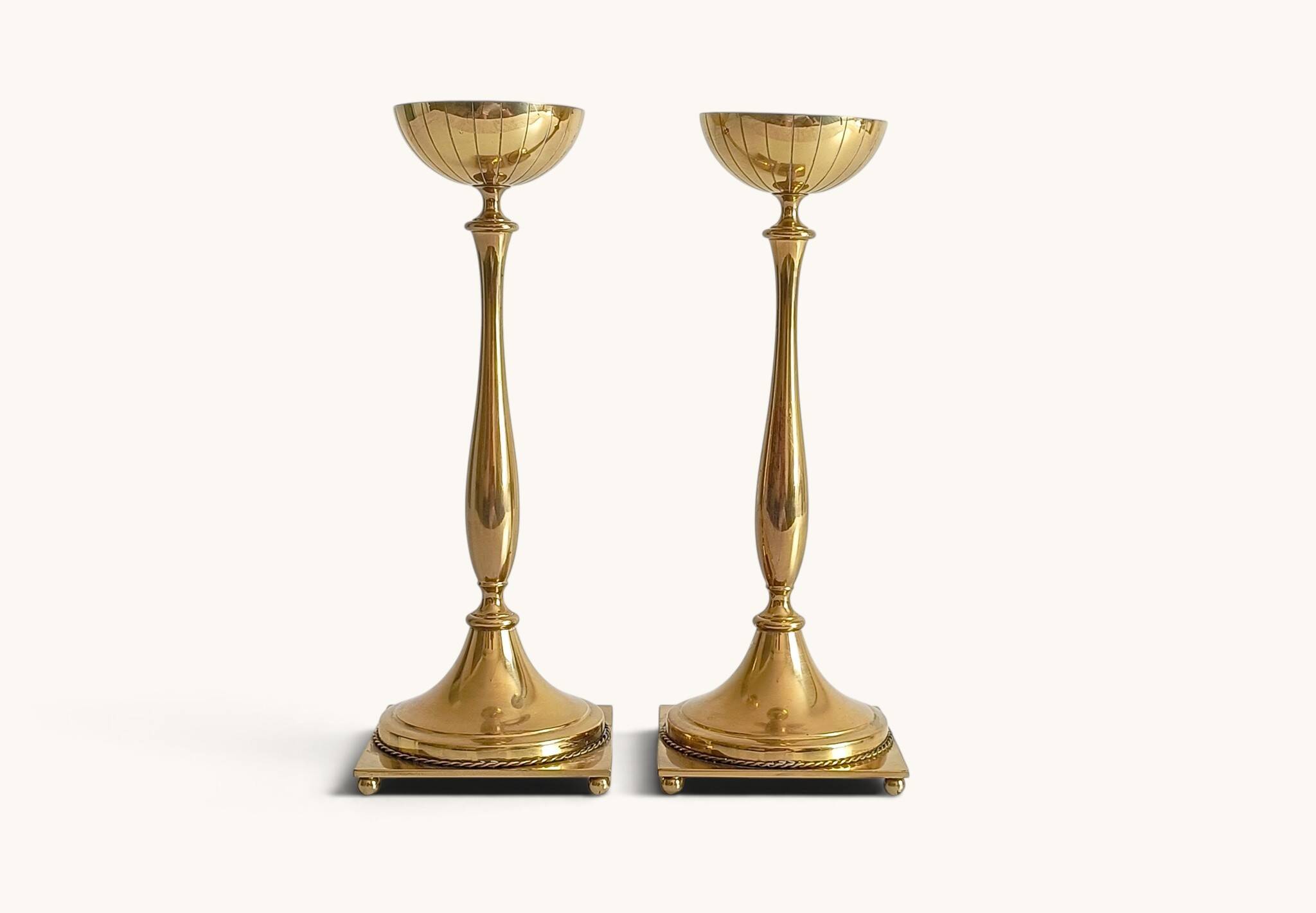 Scandinavian Modern Brass Candlesticks by Gunnar Ander for Ystad Metall