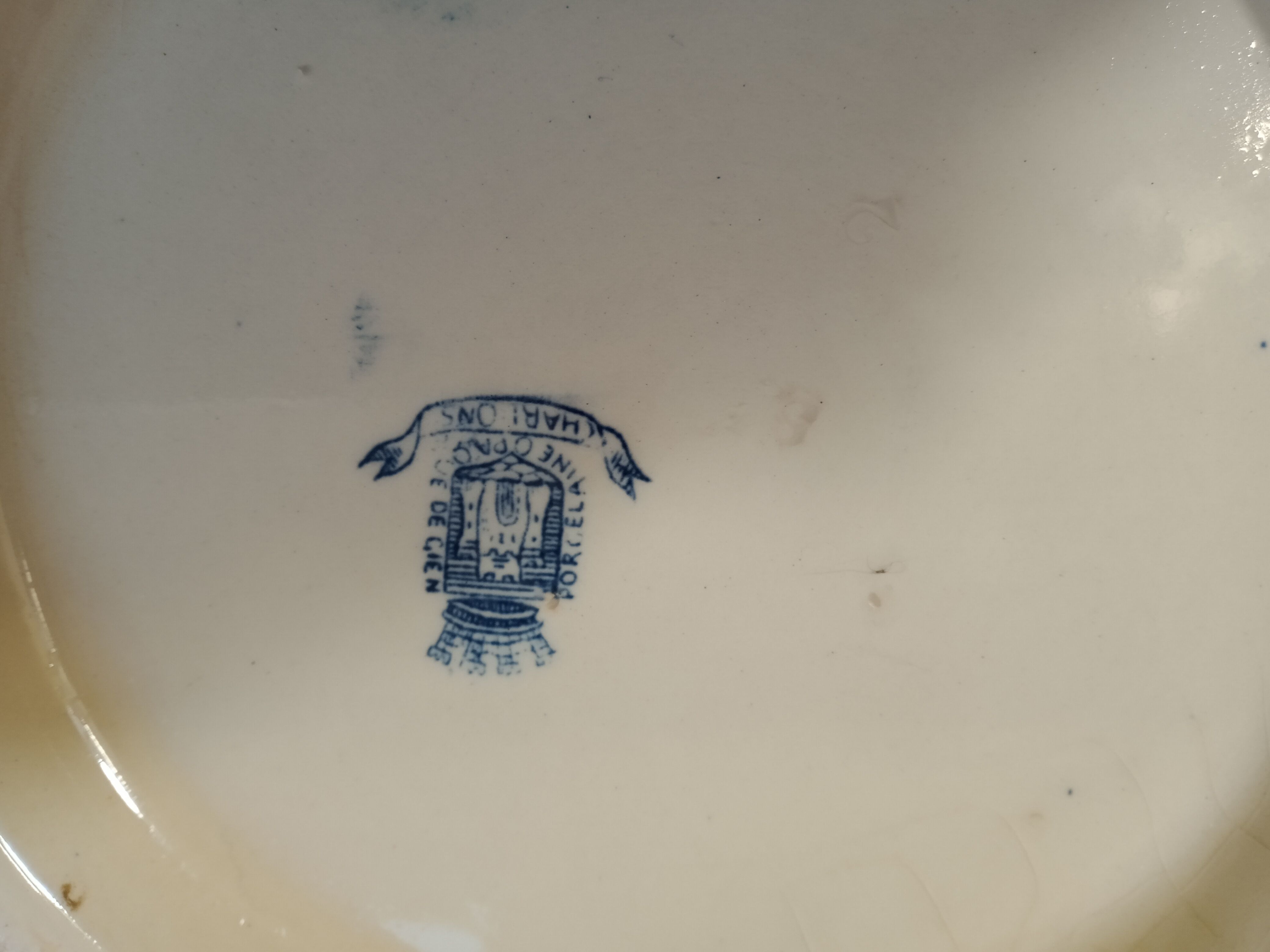 Gien earthenware soup décor blue thistle