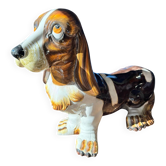 Grand Basset Hound in majolica ceramic. Italy, 1970s.