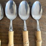 Vintage soup spoons with bamboo handle