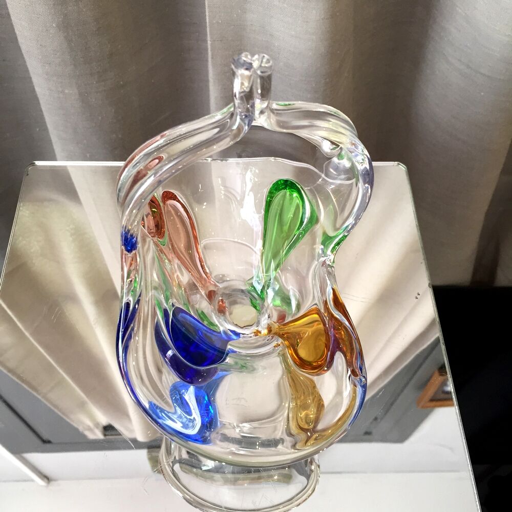 Empty basket multicolored bohemian glass pocket