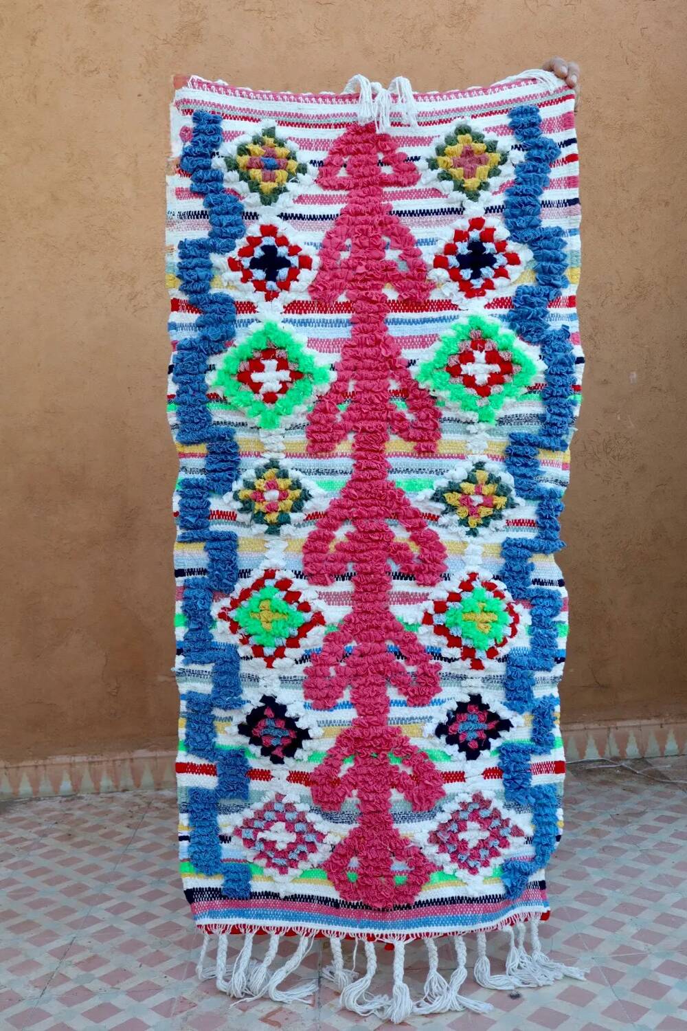 Colourful Boucherouite Berber Rug 62x120 cm