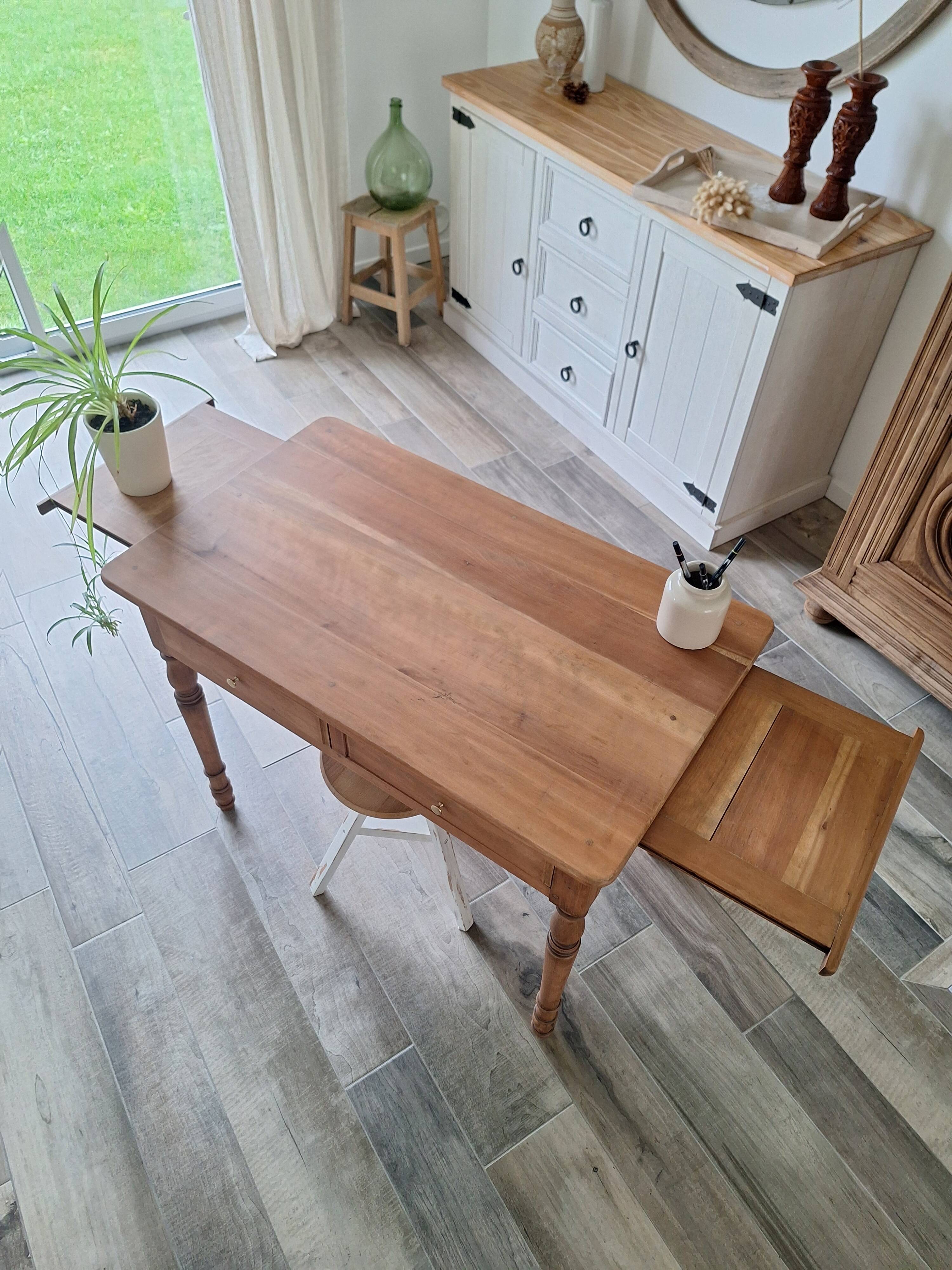 Vintage solid wood desk with extensions.