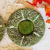 Set of 6 small cabbage barbotine plates