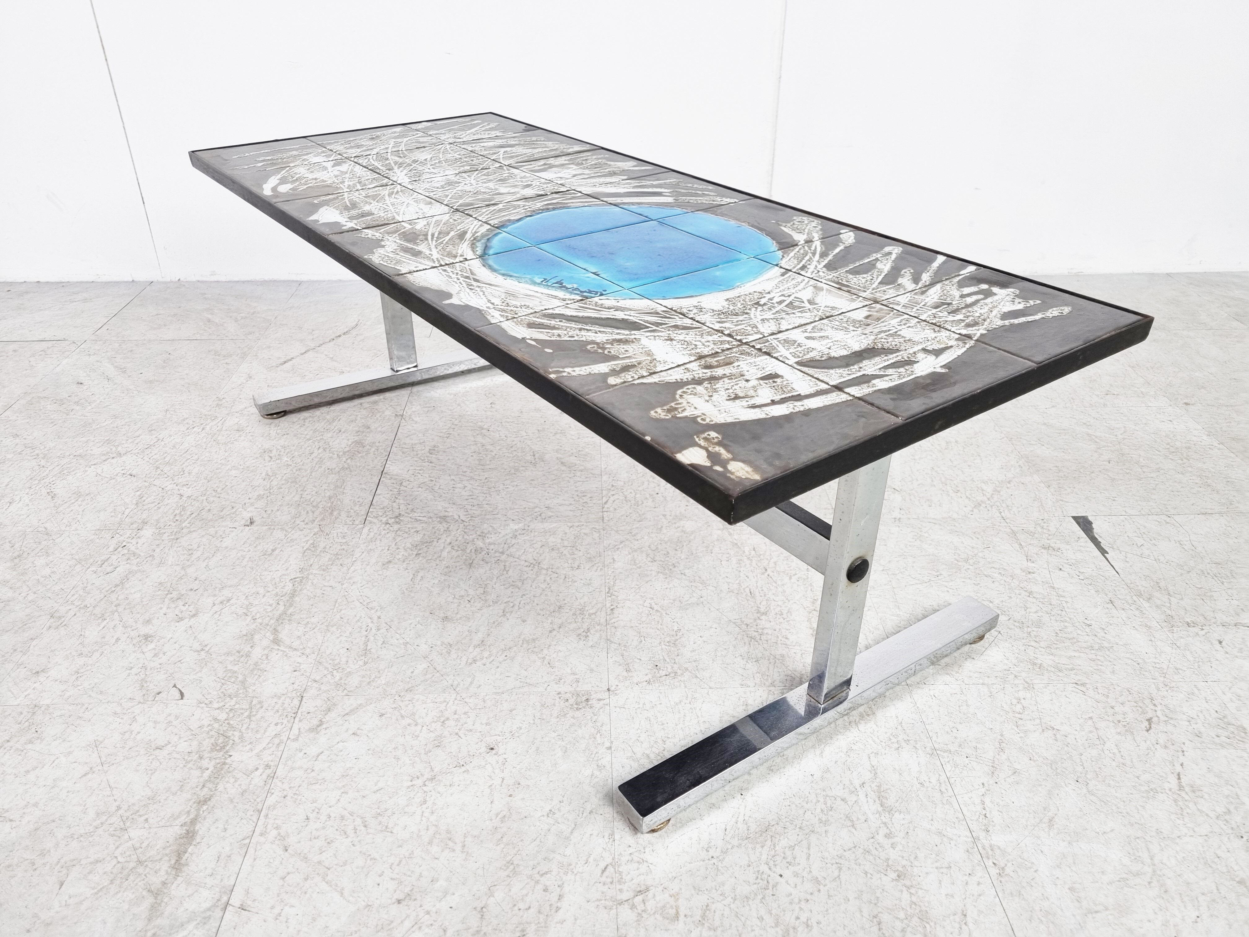 Mid-century ceramic coffee table by Julien de Covemaker, known as "Belarti", ceramist in Ostend