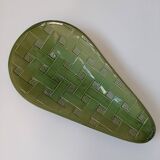 Large olive green Keralux Boch earthenware dish