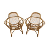 Pair of vintage rattan armchairs