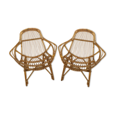 Pair of vintage rattan armchairs