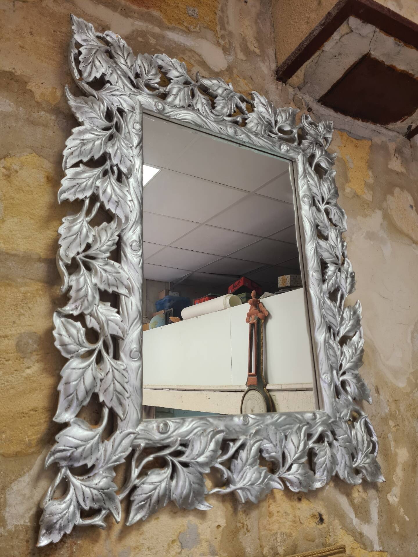 Silver wood mirror