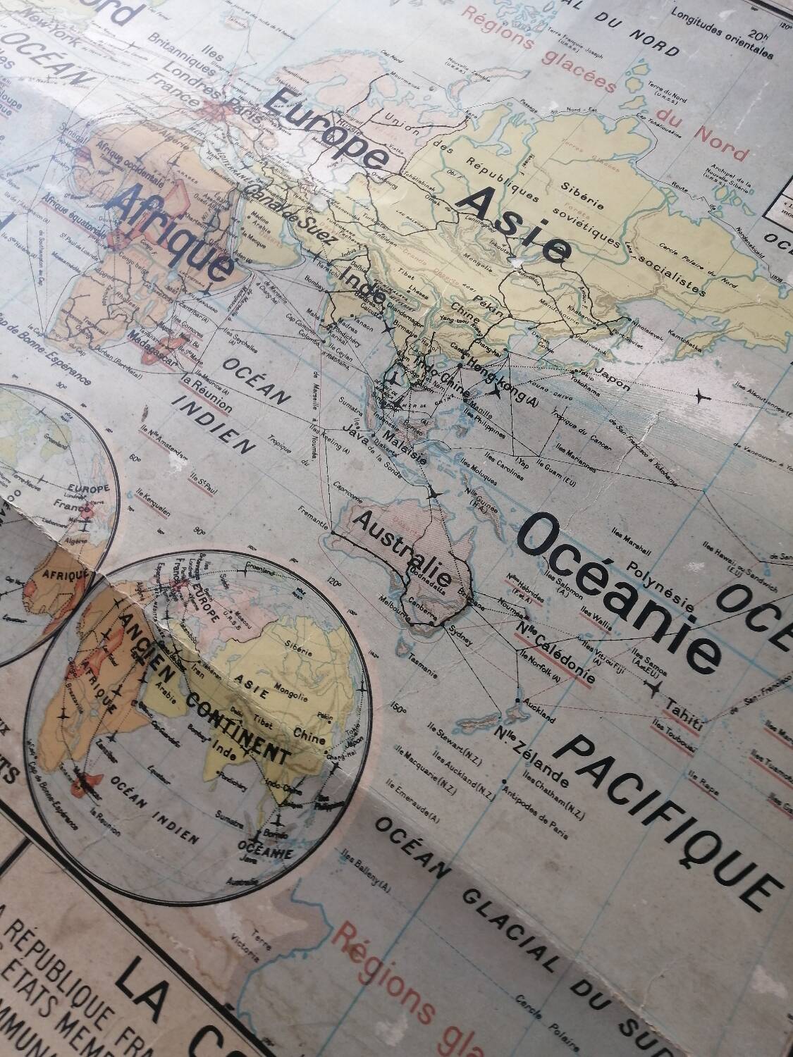 Old map Vidal Lablache 22 Community planisphere - 1950