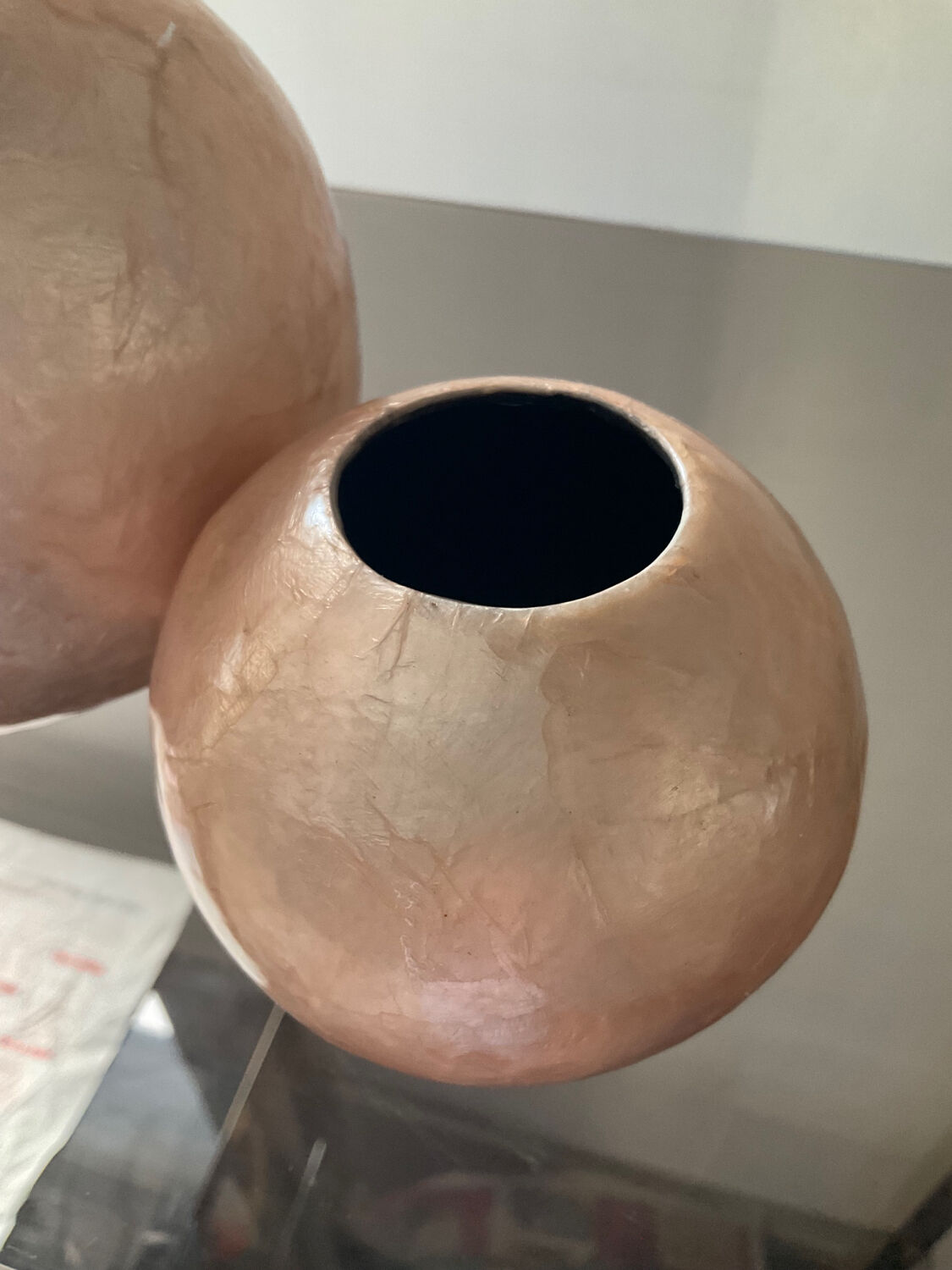 Duo of vintage mother-of-pearl vases